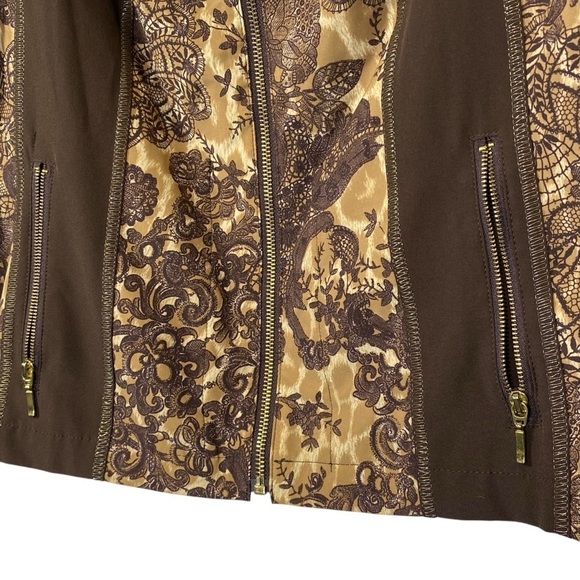 CHICO'S ZENERGY Neema Full zip Jacket Size 1 (m) earthy brown floral design - Picture 4 of 6